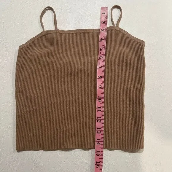 Abercrombie & Fitch Ribbed Knit Camisole Tank Top Brown Minimalist Size Large - Picture 5 of 5